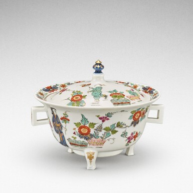View full screen - View 1 of Lot 29. A Meissen two-handled circular olio pot and cover, Circa 1726-27.