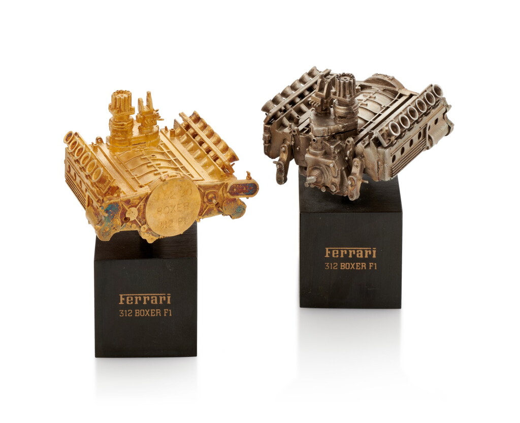 View full screen - View 1 of Lot 149. TWO FERRARI ENGINE SCALE MODELS (DUE MODELLI IN SCALA DI MOTORI FERRARI).