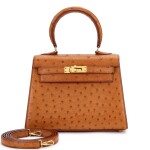 Cognac Ostrich Mini Kelly 20 I Gold Hardware, 1994