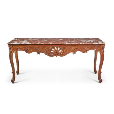 View full screen - View 1 of Lot 26. A Louis XV Carved Oak Table à Gibier, Mid-18th Century.