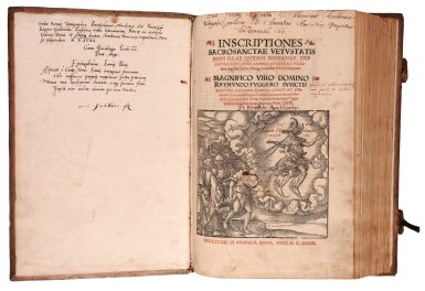View full screen - View 1 of Lot 452. Apian, Inscriptiones sacrosanctae, Ingolstadt, 1534, contemporary pigskin, presentation copy.