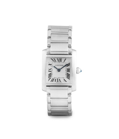 View full screen - View 1 of Lot 122. MONTRE BRACELET DE DAME ACIER, "TANK FRANCAISE" | LADY'S STAINLESS STEEL WATCH, 'TANK FRANCAISE' .