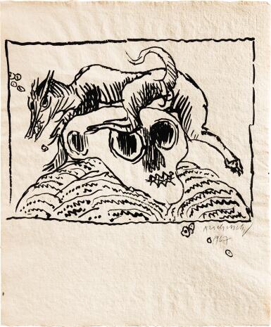 View full screen - View 1 of Lot 234. Tete, illustration pour "De la mort" par François Nourissier.