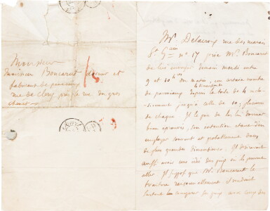 View full screen - View 1 of Lot 735. Lettre autographe au doreur et encadreur Jean-Louis Boucarut. 24 mai 1834. Inédite..