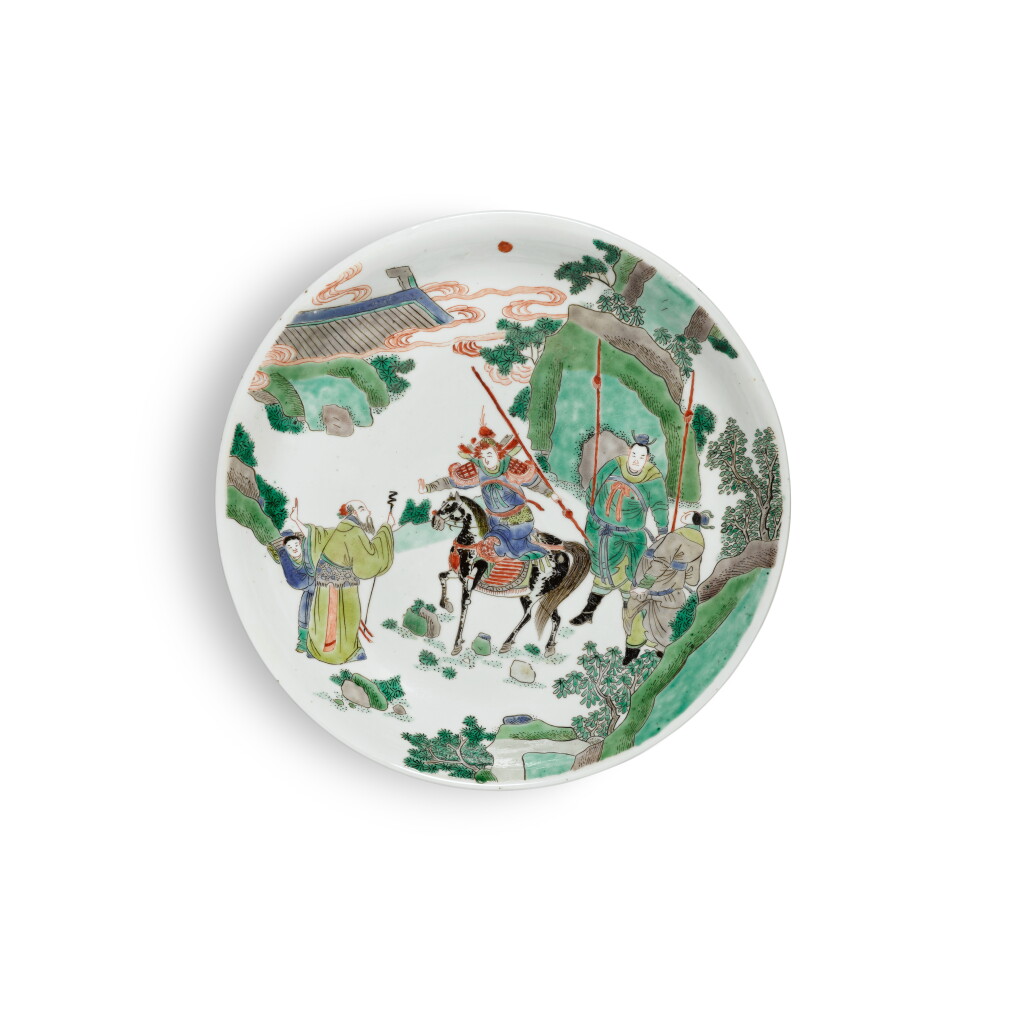 View full screen - View 1 of Lot 215. A famille-verte 'Romance of the Three Kingdoms' dish, Qing dynasty, Kangxi period.