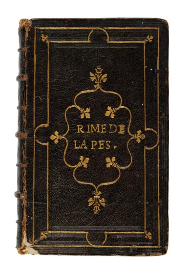 View full screen - View 1 of Lot 91. Vittoria Colonna, Rime, Venice, 1539, Venetian dark blue morocco by the Cicero Binder for Perrenot de Granvelle.