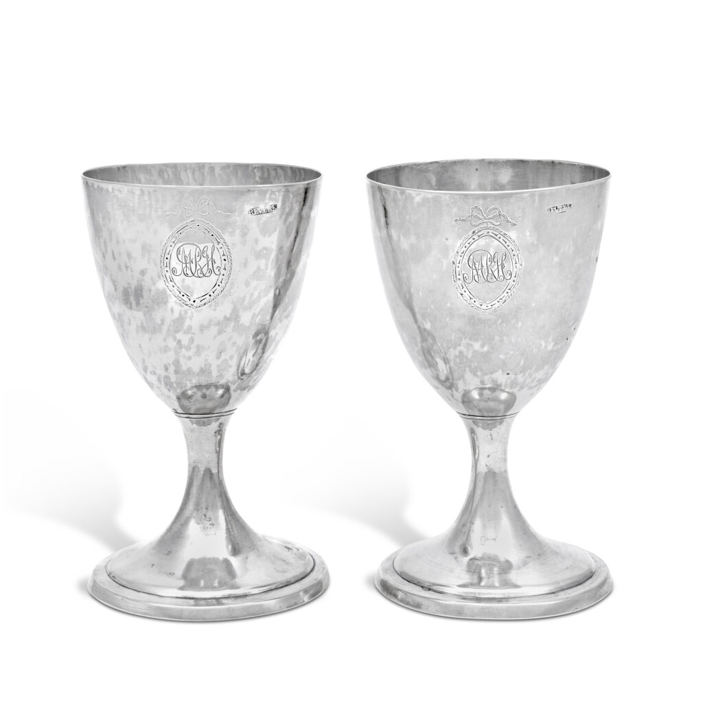 View full screen - View 1 of Lot 127. A Rare Pair of American Silver Wine Cups, Paul Revere Jr., Boston, 1792.
