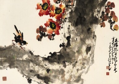 View full screen - View 1 of Lot 3100. ZHAO SHAO'ANG 趙少昂 | BIRD ON RED COTTON TREE 木棉紅占嶺南春.