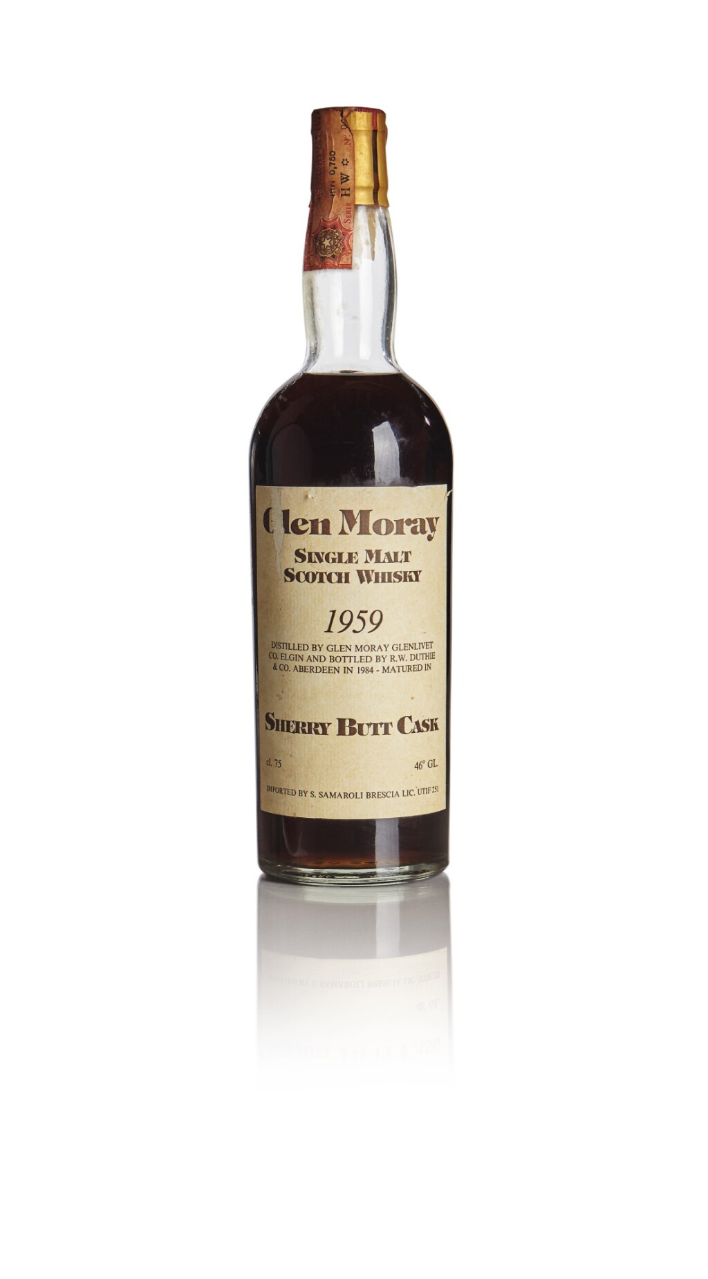 全萤幕检视 - 查看228GLEN MORAY SHERRY BUTT CASK SAMAROLI 25 YEAR OLD 46.0 ABV 1959 的1