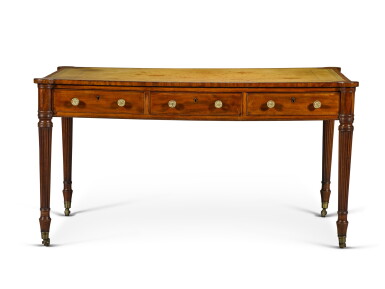 View full screen - View 1 of Lot 80. A George III mahogany double-sided writing table, circa 1800.