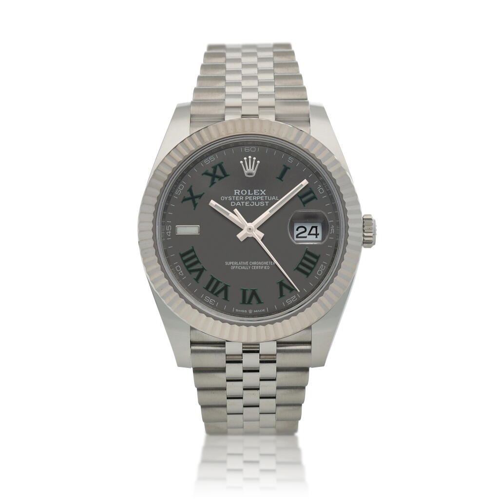 View full screen - View 1 of Lot 9. 'Wimbledon Dial' Datejust 41, Ref. 126334 Stainless steel and white gold wristwatch with date and bracelet Circa 2019.