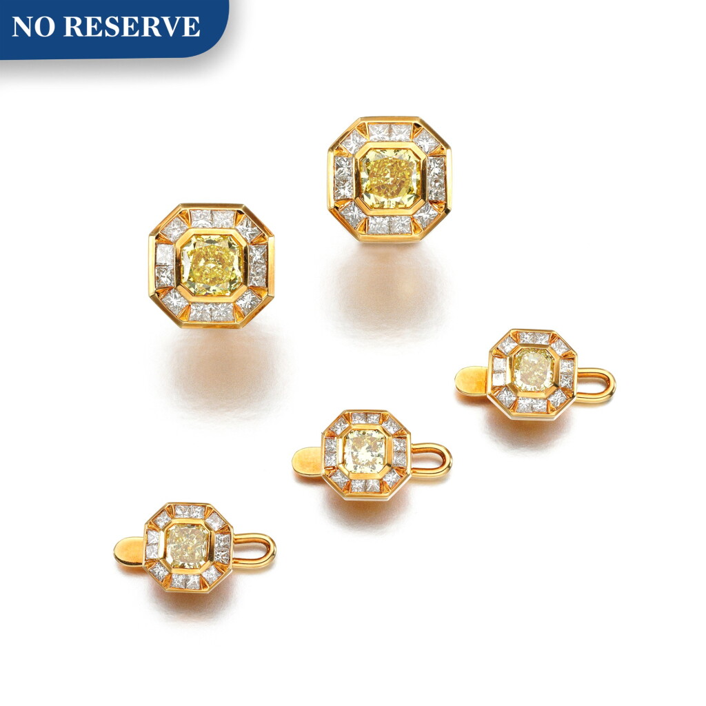 View full screen - View 1 of Lot 171. Diamond and coloured diamond dress set.