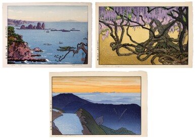 View full screen - View 1 of Lot 127. Yoshida Toshi (1911-1995) | Three woodblock prints | Showa period, 20th century.