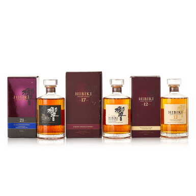 View full screen - View 1 of Lot 6282. 響 Hibiki 12, 17 and 21 Mixed Lot (3 BT70).