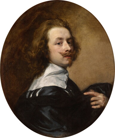 View full screen - View 1 of Lot 317. Self-Portrait with Upturned Mustache and Raised Left Hand.