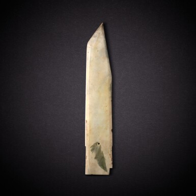 View full screen - View 1 of Lot 7838. A celadon jade blade, Shang dynasty | 商 青玉刀.