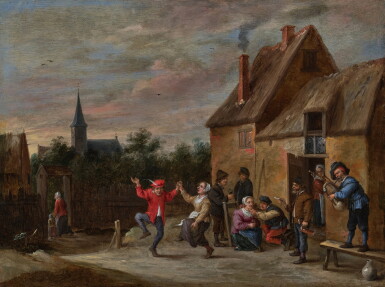 View full screen - View 1 of Lot 533. Peasants dancing outside of an inn.
