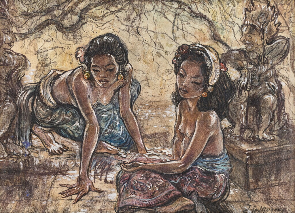 View full screen - View 1 of Lot 6216. Adrien Jean Le Mayeur de Merprès 勒邁耶 | Balinese maidens 巴厘女子.
