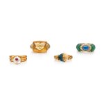 FOUR GEM SET RINGS | 寶格麗 及 卡地亞 | 寶石鑲嵌 戒指四枚