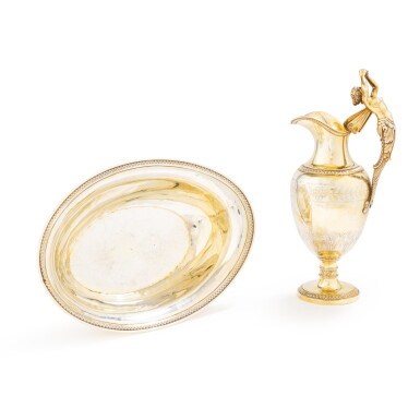 View full screen - View 1 of Lot 423. A silver-gilt ewer and basin, Gabriel-Jacques André Bompard, Paris, 1819-1838 | Aiguière et bassin en vermeil par Gabriel-Jacques André Bompard, Paris, 1819-1838.