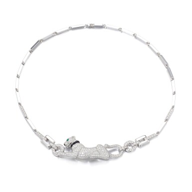 View full screen - View 1 of Lot 13. Diamond, emerald and onyx necklace, 'Dame à la panthère'.