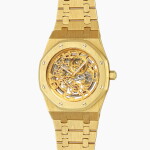 Royal Oak, Reference 14789BA.OO.0944BA.99 | A yellow gold skeletonized wristwatch with diamond-set hands and bracelet | Circa 1993