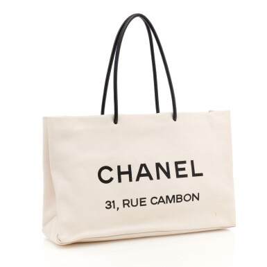 View full screen - View 1 of Lot 175. Small white leather '31 Rue Cambon' tote bag.
