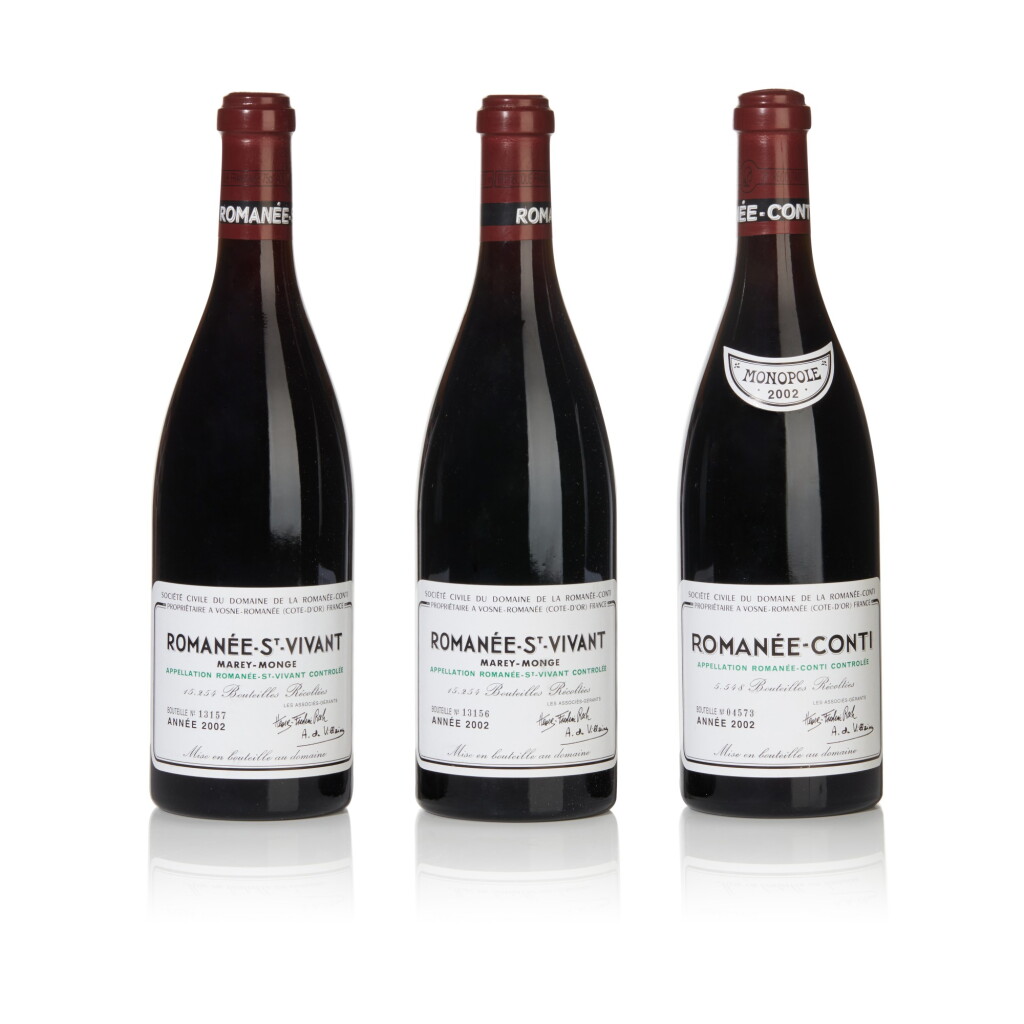 View full screen - View 1 of Lot 403. Domaine de la Romanée-Conti Assortment Case 2002 (3 BT).