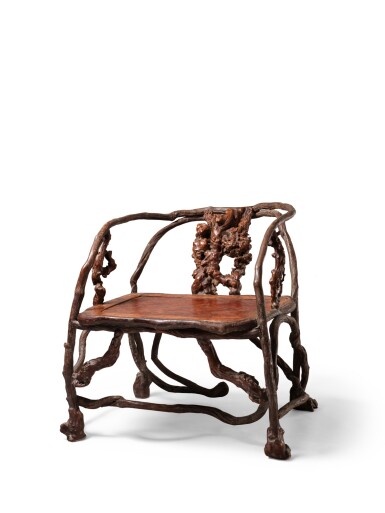 View full screen - View 1 of Lot 3502. An extremely rare imperial rootwood meditation chair, Qing dynasty, Yongzheng - Qianlong period | 清雍正至乾隆 御用藤製天然木禪椅.