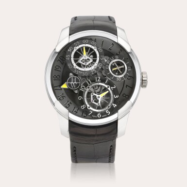 View full screen - View 1 of Lot 2141. Opus X | A limited edition white gold semi-skeletonised dual time wristwatch with power reserve indication, Developed with Jean-François Mojon, Circa 2010.