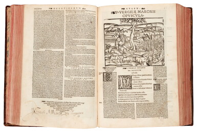 View full screen - View 1 of Lot 259. Vergil, Opera Virgiliana, Lyon, 1529, later mottled calf.