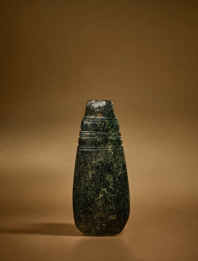 View full screen - View 1 of Lot 96. An archaic dark green jade adze, Neolithic period .
