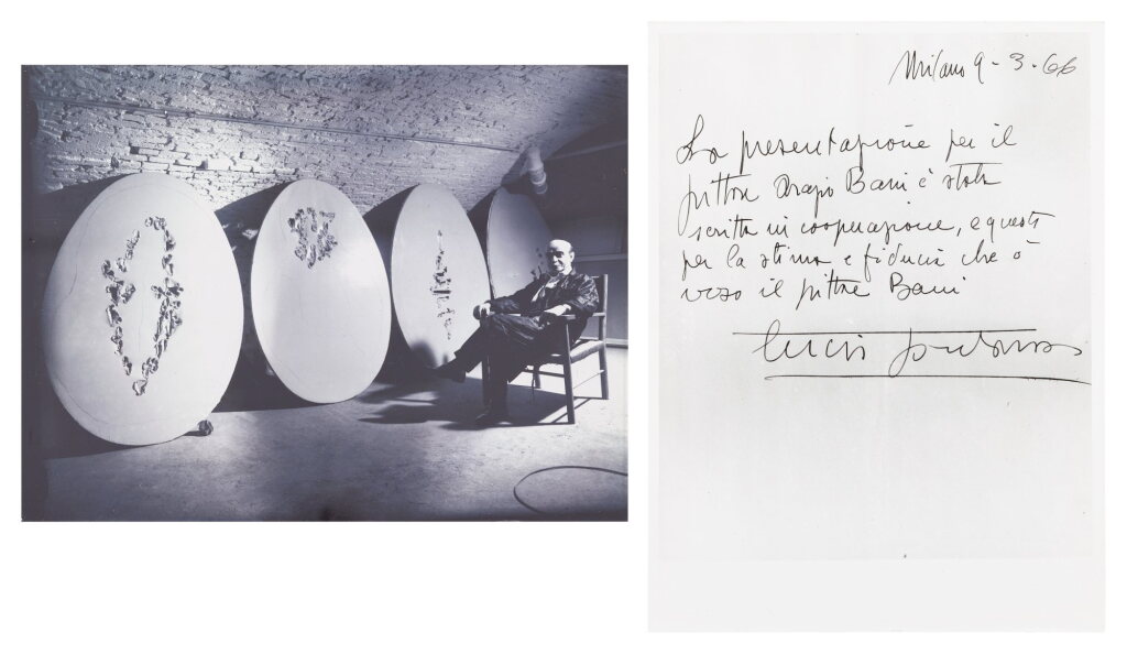 View full screen - View 1 of Lot 2078. Orazio Bacci 奧拉治奧・罷起 | a. Photo of Lucio Fontana b. Photo of A Letter from Lucio Fonata a. 盧齊歐・封塔納 b. 盧齊歐・封塔納致奧拉治奧・罷起書信.