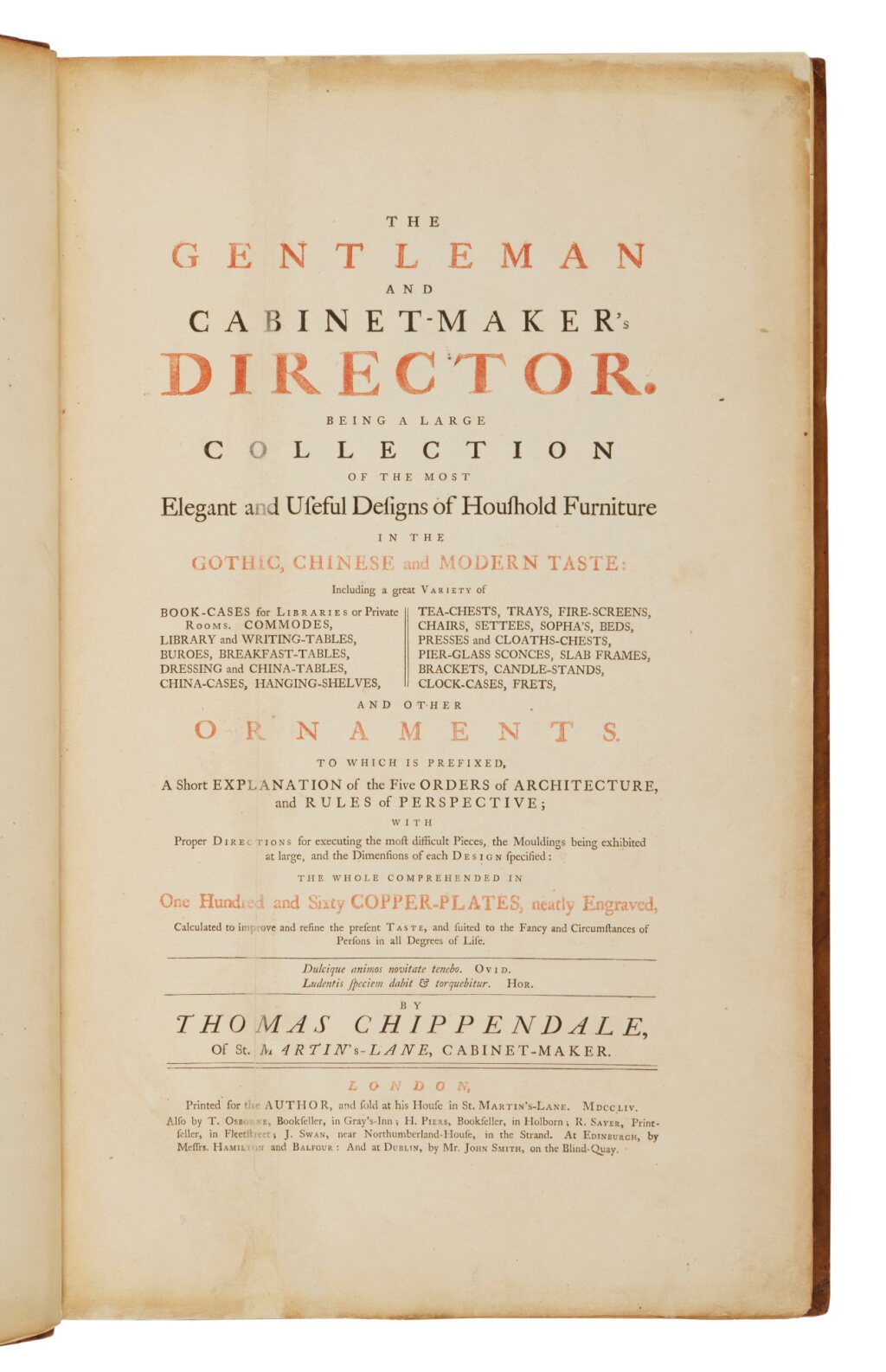 View full screen - View 1 of Lot 1121. Chippendale, Thomas | The first and most important published book of furniture designs in 18th-century England.