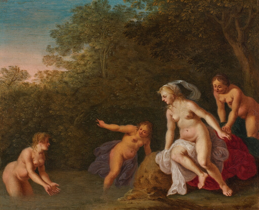 View full screen - View 1 of Lot 161. Nymphs Bathing in a Woodland Pool.