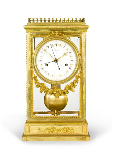 View full screen - View 1 of Lot 153. An Empire gilt-bronze 'pendule à cage', by Jean-Simon Bourdier, Paris, circa 1805 | Pendule "à cage" en bronze doré d'époque Empire, par Jean-Simon Bourdier, vers 1805.