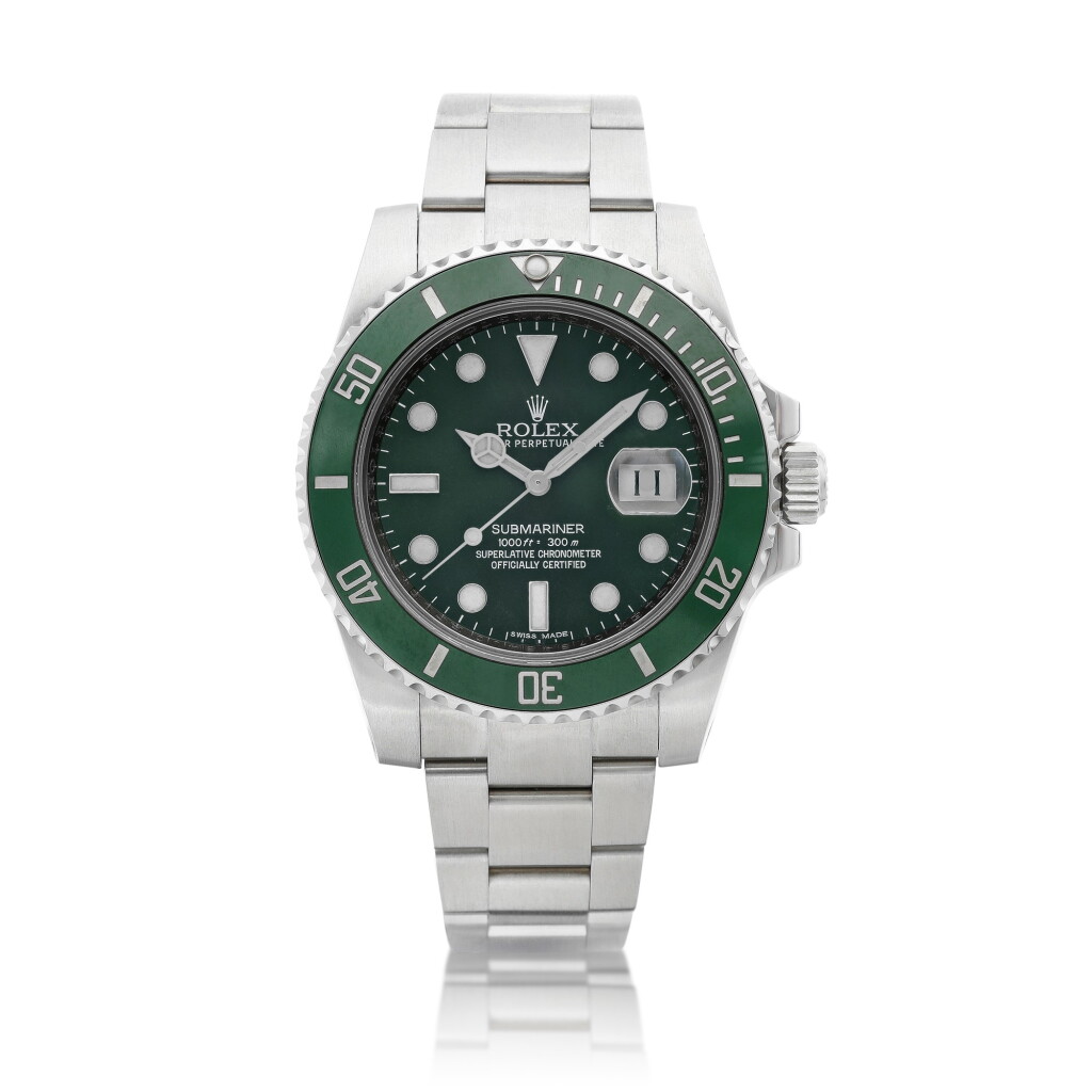 View full screen - View 1 of Lot 8018. Submariner "Hulk", Reference 116610LV | A stainless steel wristwatch with date and bracelet, Circa 2014 | 勞力士 | Submariner "Hulk" 型號116610LV | 精鋼鏈帶腕錶,備日期顯示,約2014年製.