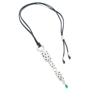 View full screen - View 1 of Lot 720. Diamond, onyx and emerald pendant, 'Panthère'.