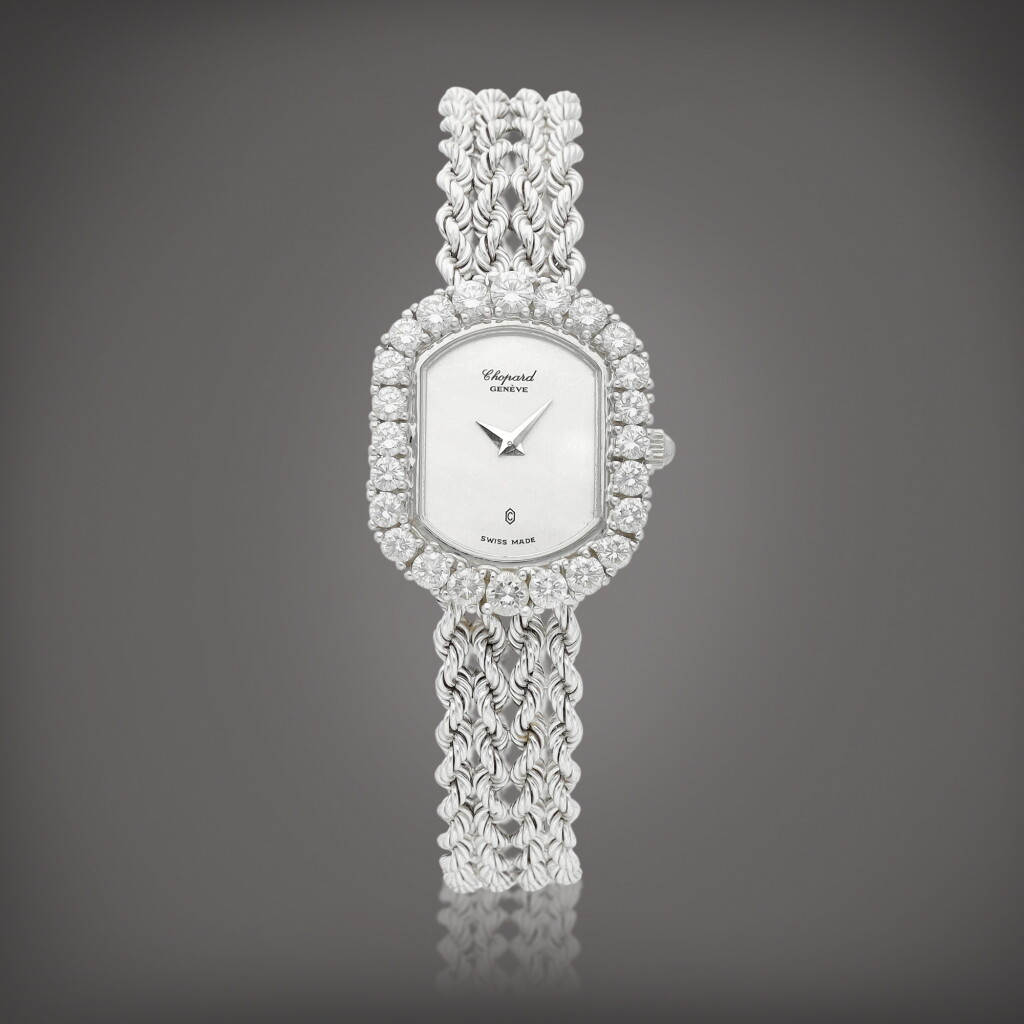 View full screen - View 1 of Lot 8807. Reference 5146 | A white gold and diamond-set bracelet watch, Circa 1990 | 蕭邦 | 型號5146 | 白金鑲鑽石鏈帶腕錶,約1990年製.