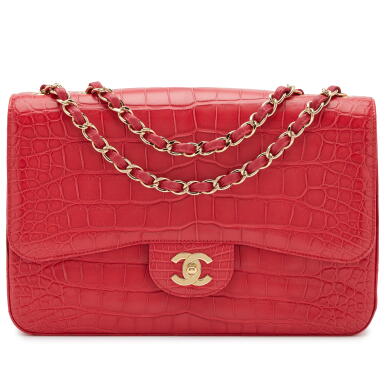 View full screen - View 1 of Lot 30. Red Alligator Jumbo Classic Single Flap Bag Gold Hardware, 2009-2010.