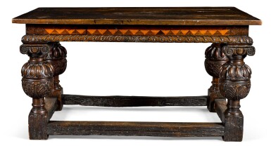 View full screen - View 1 of Lot 22. An Elizabethan style oak centre table, 19th century incorporating earlier elements.