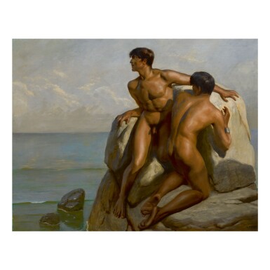 View full screen - View 1 of Lot 9. MARCEL RENÉE HERRFELDT | TWO MALE NUDES ON THE SHORE .
