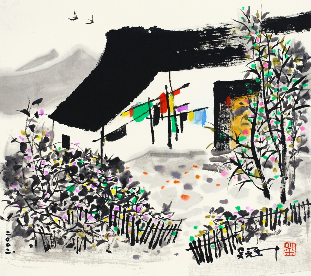 View full screen - View 1 of Lot 3152. 吳冠中 農家院 | Wu Guanzhong, Countryside Home.