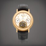 Jules Audemars, Reference 25873OR.O.0002.01 | A pink gold tourbillon wristwatch with date and power reserve indication, Circa 2003 | 愛彼 | Jules Audemars 型號25873OR.O.0002.01 | 粉紅金陀飛輪腕錶,備日期及動力儲備顯示,約2003年製