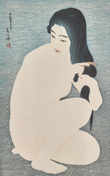 View full screen - View 1 of Lot 47. TORII KOTONDO, (1900–1976), SHOWA PERIOD, 20TH CENTURY | COMBING HAIR (KAMISUKI) .