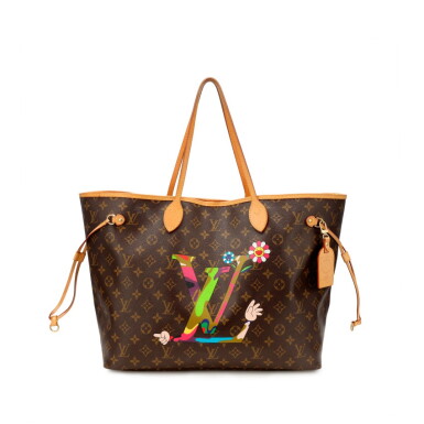 View full screen - View 1 of Lot 187. Multicolor Monogram Coated Canvas Murakami MOCA Hands Neverfull GM Gold Hardware, 2007.