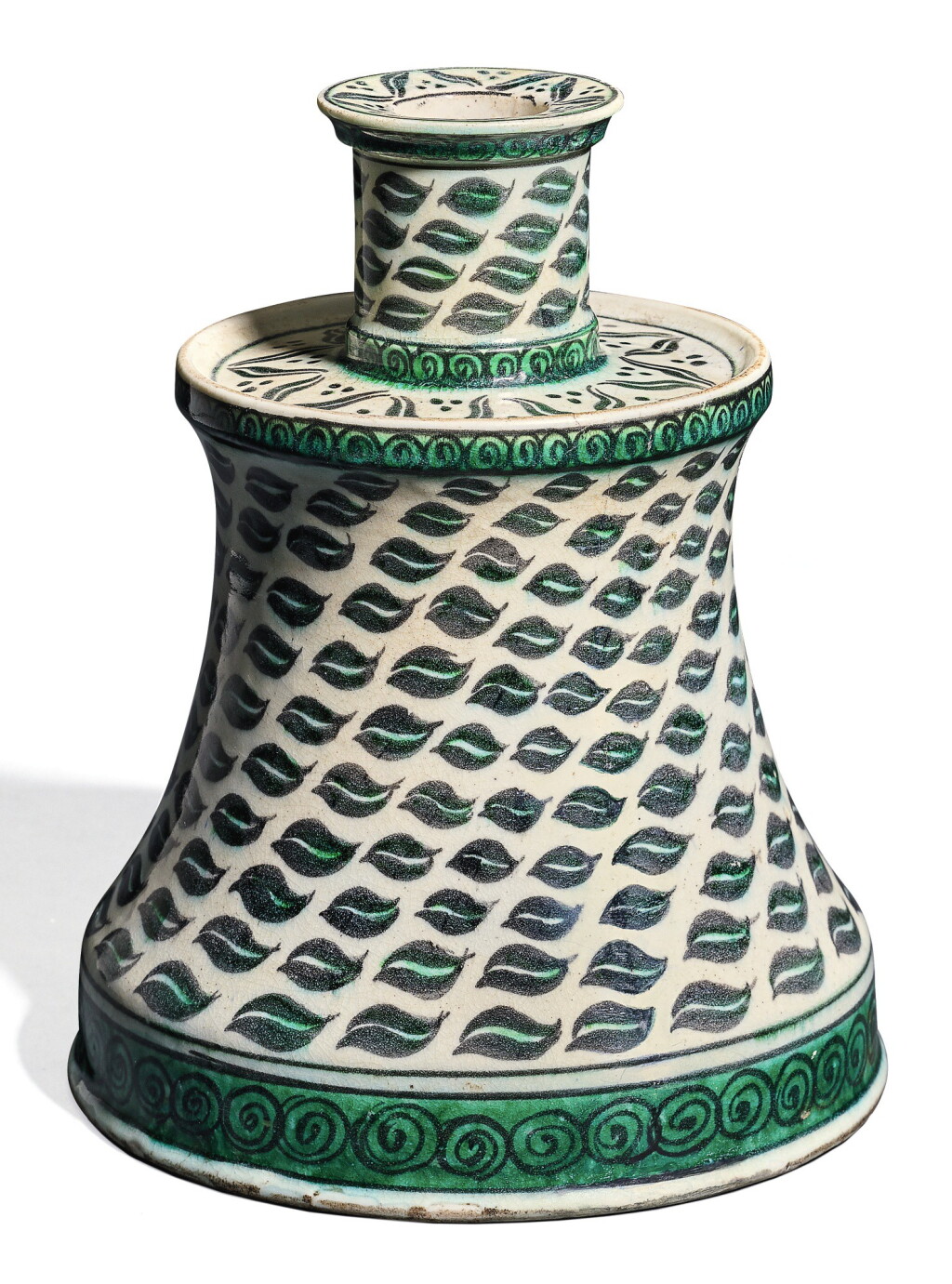 View full screen - View 1 of Lot 516. AN UNUSUAL SAMSON IZNIK-STYLE POTTERY CANDLESTICK, FRANCE, 19TH CENTURY.