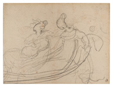 View full screen - View 1 of Lot 237. Two women, one reclining, one playing the guitar, sitting in a gondola.