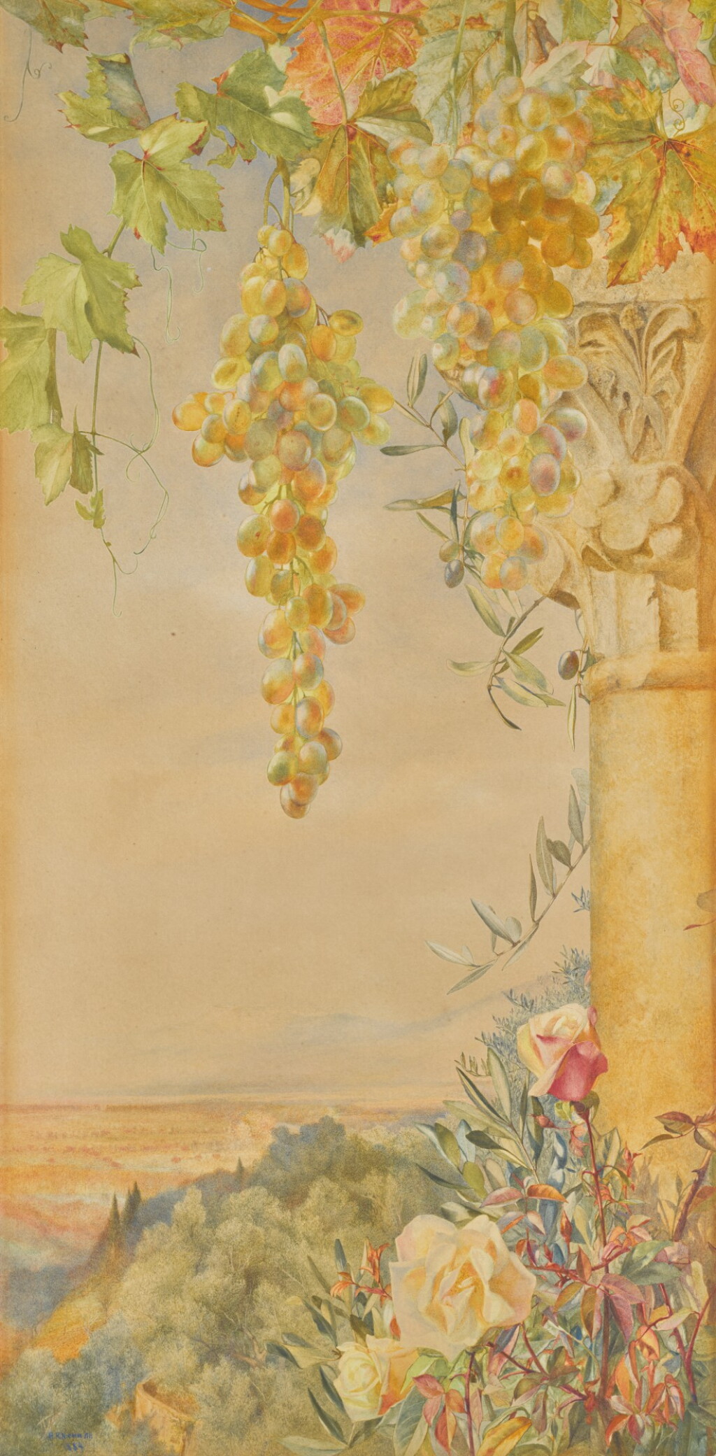 View full screen - View 1 of Lot 122. HENRY RODERICK NEWMAN | ROSES, GRAPES AND OLIVES.