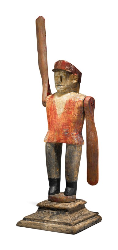 View full screen - View 1 of Lot 1662. American Red, White and Blue-Painted Pine Whirligig, New England, Early 20th Century.